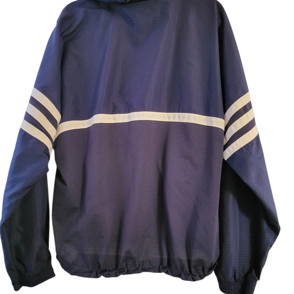 Adidas Vintage Mesh-Panel Track Jacket Navy Blue Three-Stripe Large - Picture 4 of 9